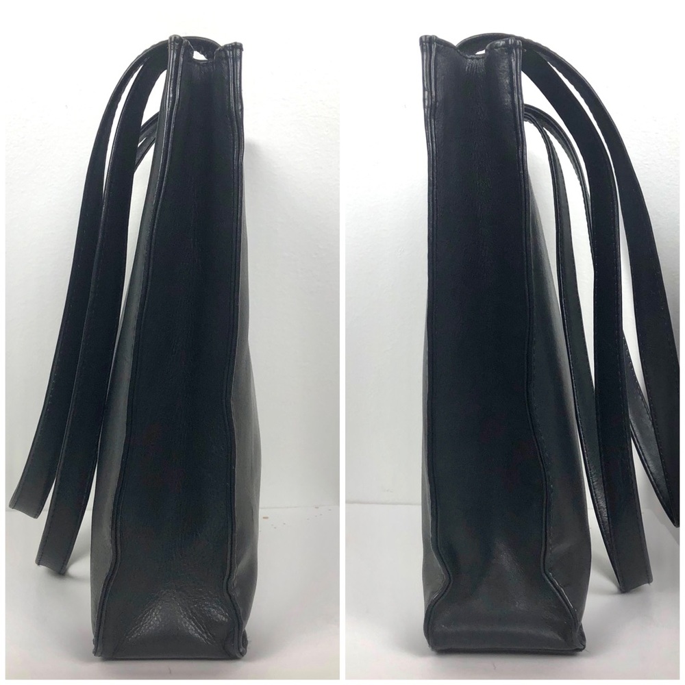 Piel Leather Open Market Bag Black Shoulder Bag 12.5x10.5x2 in. - Picture 3 of 12